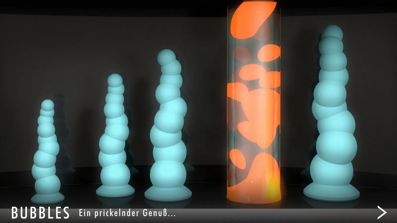 Dildo BUBBLES BUBBLES, Asymmetrischer Dildo aus unregelmäßig verschachtelten Kugeln, handgefertigt, additionsvernetztes 2K-Silikon